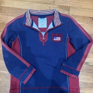 Fat Face Kids Navy and Red Striped Collar Sweater like new